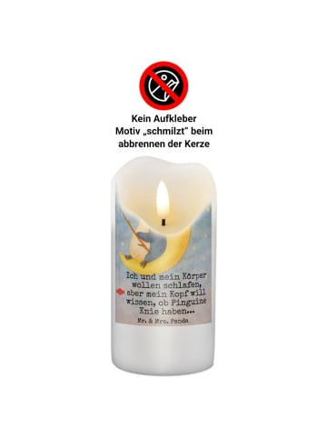 Mr. & Mrs. Panda Kerze Mit Spruch Pinguin Mond Design mit Spruch in Weiß