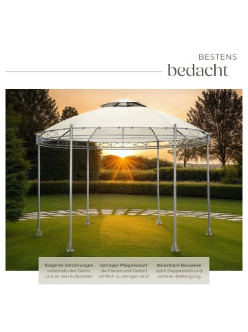 tectake Gartenpavillon Siana inklusive Spannseilen und Heringen, creme