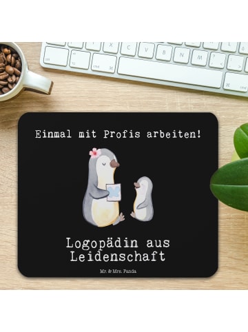 Mr. & Mrs. Panda Mauspad Logopädin Leidenschaft mit Spruch in Schwarz