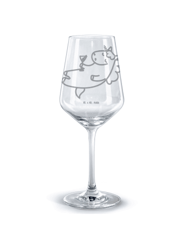 Mr. & Mrs. Panda Weinglas Einhorn Blümchentail ohne Spruch in Transparent