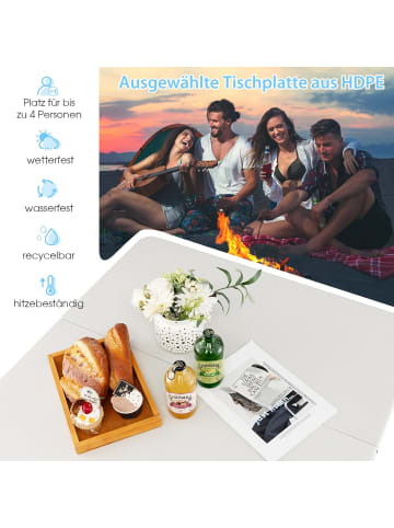 COSTWAY Campingtisch 86x86cm in Weiß