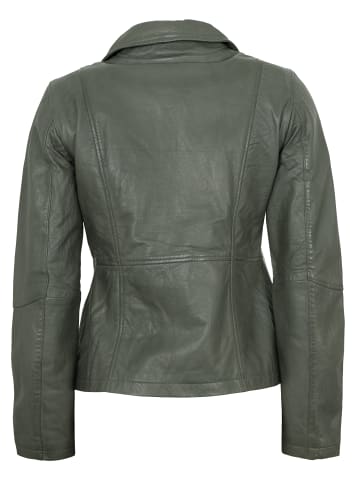 Otto Kern Lederjacke Lammnappa in Grau-Oliv