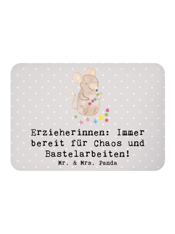 Mr. & Mrs. Panda Kühlschrankmagnet Erzieherin Chaos mit Spruch in Grau Pastell