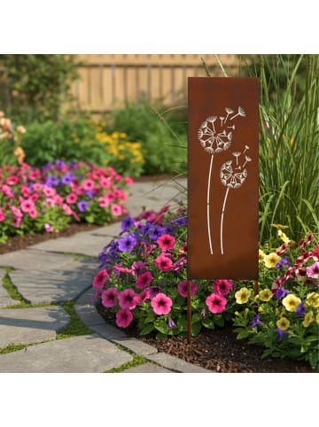 relaxdays Edelrost-Gartendeko "Pusteblume" in Braun - 85 x 28 cm