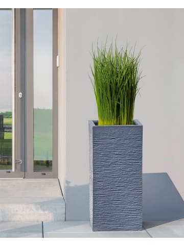 Beliani Outdoor Blumentopf DION in Grau - (W) 33 x (H) 70 x (L) 33 cm