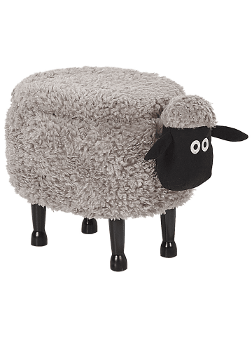Beliani Tierhocker SHEEP in Grau/Schwarz/Braun - (W) 55 x (H) 40 x (L) 35 cm