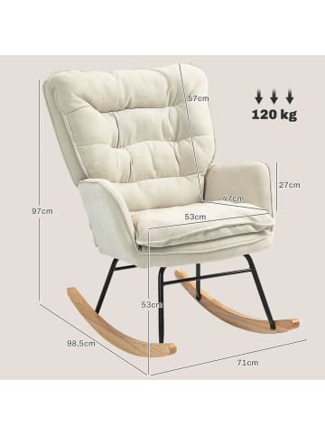 HOMCOM Schaukelstuhl-71L x 98,5B x 97H cm-Beige