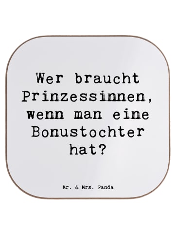 Mr. & Mrs. Panda Untersetzer Bonustochter mit Spruch in Weiß