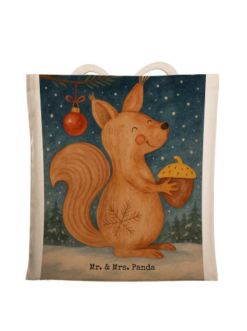 Mr. & Mrs. Panda Shopping Tasche Eichhörnchen Weihnachten Design... in Weiß