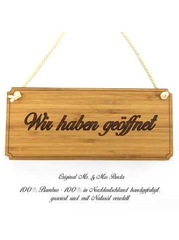 Mr. & Mrs. Panda Holzschild Wir haben geöffnet mit Spruch in Keine Angabe