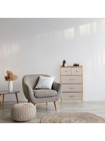 relaxdays Kommode in Natur/ Beige - (B)58 x (H)94 x (T)32,5 cm