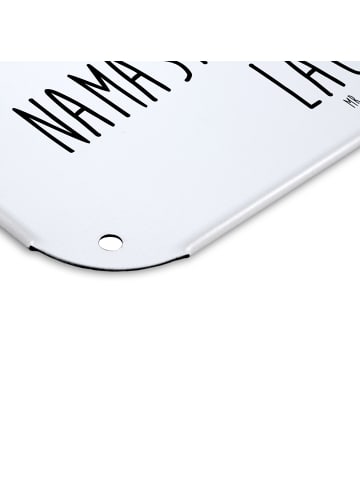 Mr. & Mrs. Panda tafel Stinktier Yoga mit Spruch in Weiß