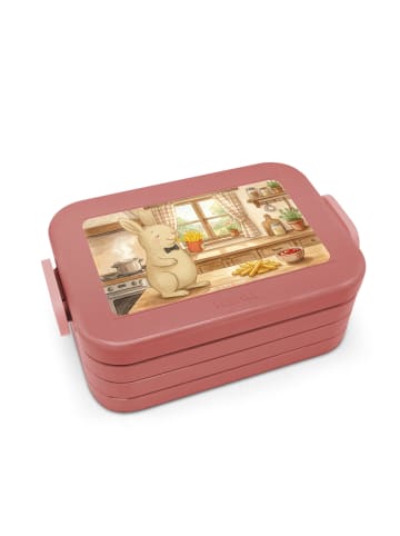 Mr. & Mrs. Panda Lunchbox Hase Pommes Design ohne Spruch in Rot Pastell