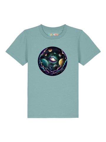 wat? Apparel T-Shirt Urknall in Teal Monstera