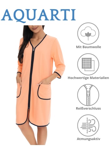 Aquarti Aquarti Damen Bademantel mit Reißverschluss 3/4 Ärmel in apricot