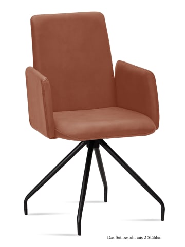 58 aufm Kessel ARMLEHNSTUHL (2er-Set) Detana 52x92x60 Schwarz/Cognac