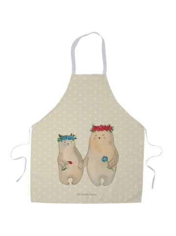 Mr. & Mrs. Panda Küchenschürze Bären mit Blumenkranz ohne Spruch in Gelb Pastell