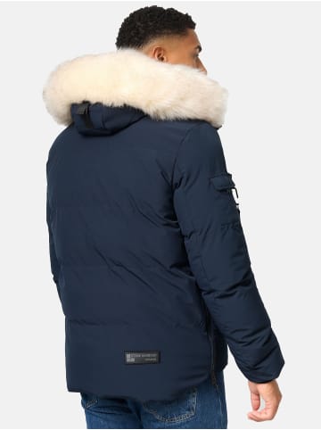 STONE HARBOUR Winterjacke Halvaar in Navy mit weißem Fell