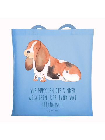 Mr. & Mrs. Panda canvas tasche Hund Basset Hound mit Spruch in Sky Blue