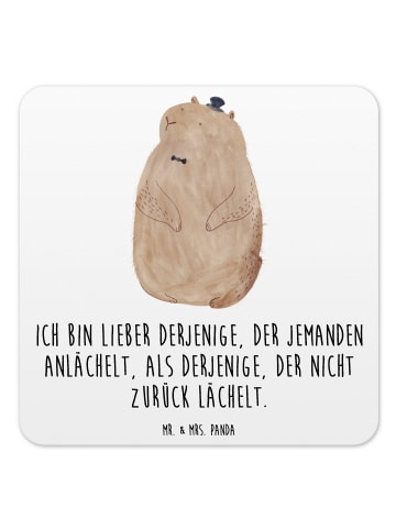 Mr. & Mrs. Panda Untersetzer für Gläser Murmeltier mit Spruch in Weiß