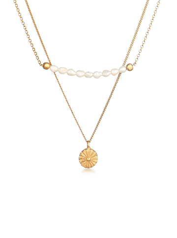 Elli Halskette 925 Sterling Silber Plättchen, Sonne in Gold