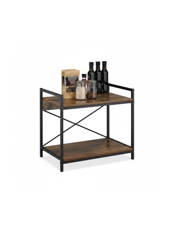 relaxdays Mikrowellenregal in Schwarz/ Braun - (B)53 x (H)40 x (T)33 cm