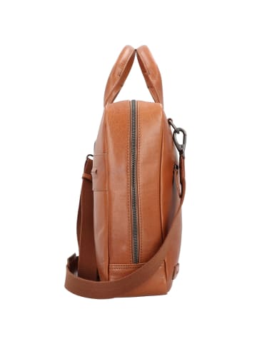 Plevier Rock Aktentasche RFID Schutz Leder 43 cm Laptopfach cognac