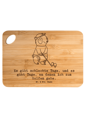 Mr. & Mrs. Panda Holzbrett Panda Golfen mit Spruch in Braun