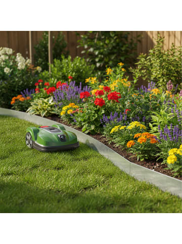 relaxdays 15 x Rasenkante in Silber - (B)100 x (H)18 cm