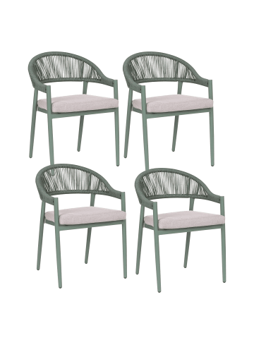 Beliani 4er-Set Gartenstuhl ORMEA in Grün/Beige