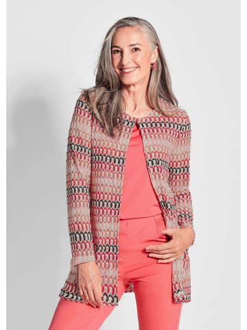 GOLDNER Langarm Spitzenjacke aus Jersey in koralle / gemustert
