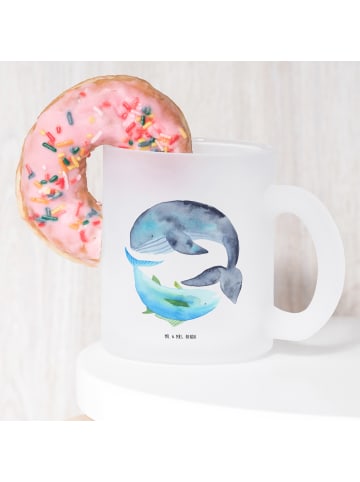 Mr. & Mrs. Panda Teetasse Glas Walfisch Thunfisch ohne Spruch in Transparent