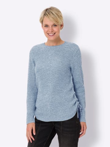 Sieh an! Strickpullover in eisblau-ecru-meliert