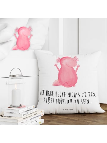 Mr. & Mrs. Panda Sofa Kissen Axolotl Hurra mit Spruch in Weiß