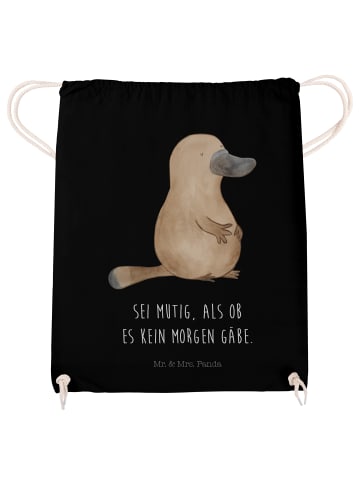 Mr. & Mrs. Panda Beutel Schnabeltier Mut mit Spruch in Schwarz