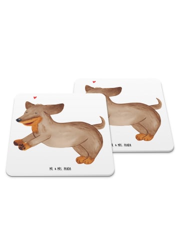 Mr. & Mrs. Panda Tassenuntersetzer Hund Dackel ohne Spruch in Weiß