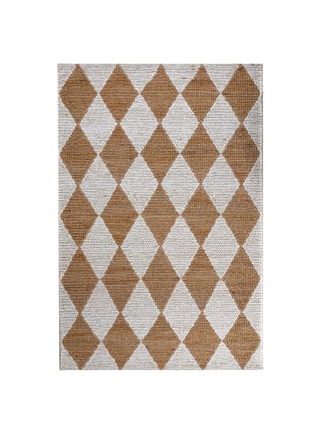 KADIMA DESIGN Teppich Jute Flachgewebe Rauten Muster, Wohnzimmer in Beige