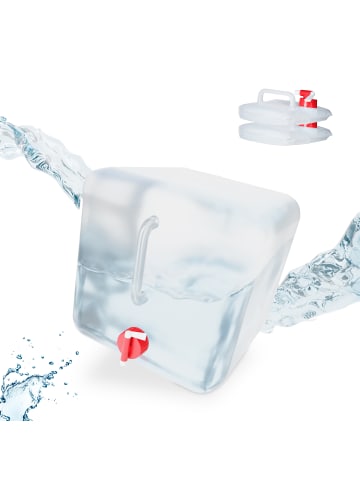 relaxdays 3 x Wasserkanister in Transparent/ Rot - 20 Liter