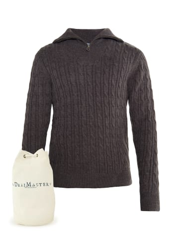 DreiMaster Vintage Strickpullover + Shopping Bag - Set in Grau Melange