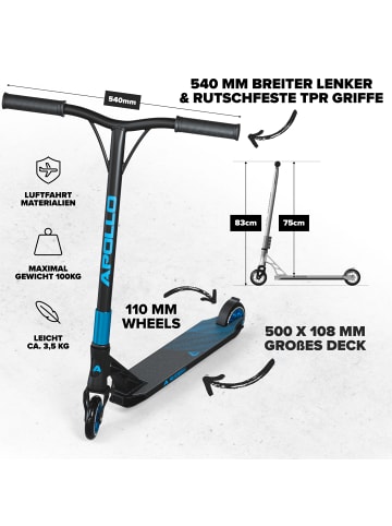 Apollo Stunt Scooter " Genesis Pro X - Schwarz/Blau " in schwarz/blau