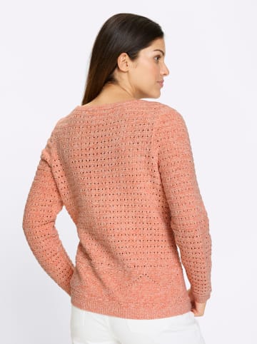 Sieh an! Ajour-Pullover in apricot-ecru-meliert