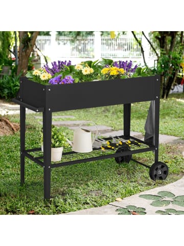 COSTWAY Hochbeet mit Rollen in Schwarz