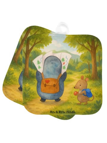 Mr. & Mrs. Panda Ofenhandschuhe Pinguin & Maus Wanderer Design o... in Weiß