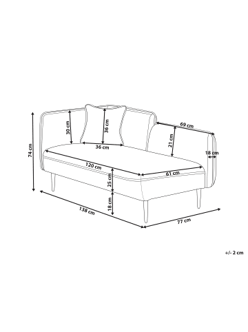 Beliani Chaiselongue CHEVANNES Grün/Schwarz - (W) 138 x (H) 74 x (L) 77 cm linksseitig