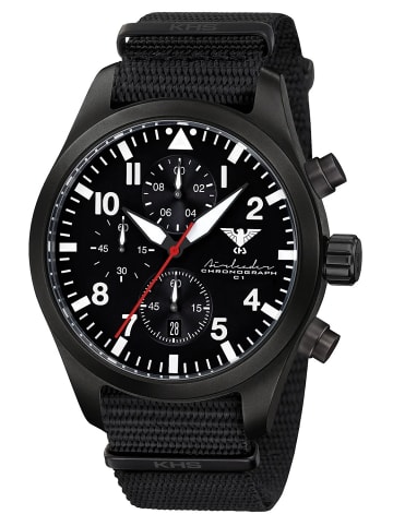 KHS Herrenarmbanduhr Airleader Chronograph Schwarz