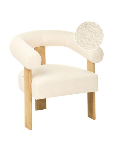 Beliani Sessel ILBRO in Weiß/Braun - (W) 77 x (H) 76 x (L) 68 cm