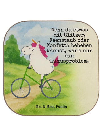 Mr. & Mrs. Panda Design Untersetzer Einhorn Radfahrer Design mit... in Weiß