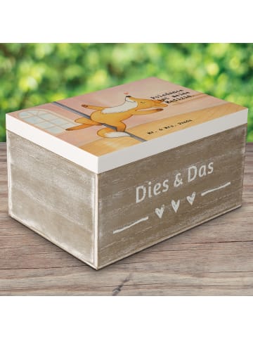 Mr. & Mrs. Panda Truhe Fuchs PoledanZeichen Design mit Spruch in Weiß