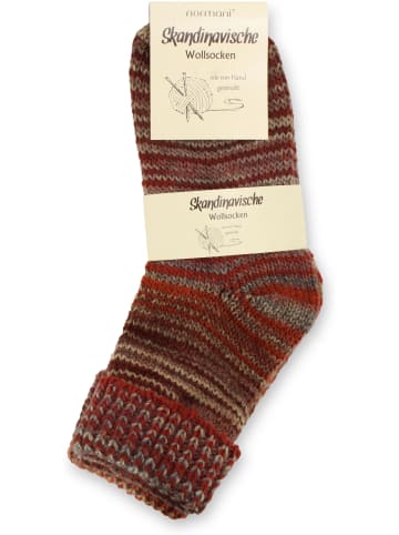 normani 2 Paar Skandinavische Wollsocken mit Umschlag in Terracotta