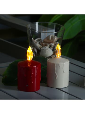 MARELIDA LED Mini Kerze Grabkerze für Laternen mit Sensor H: 11,5cm in rot